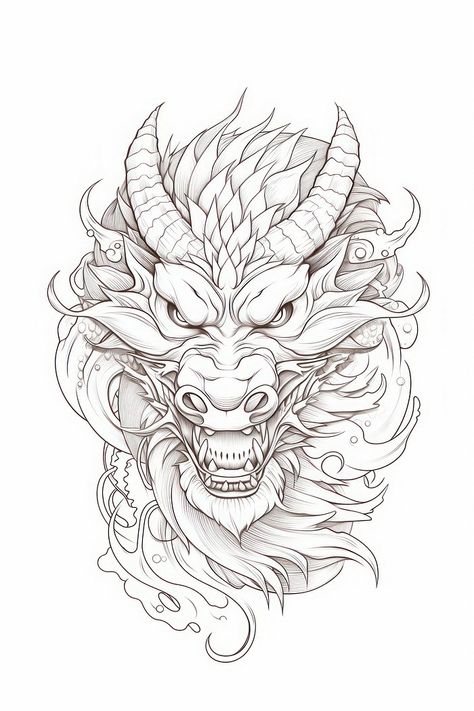 Dragon Tattoo Stencil Designs, Dragon Tattoo Drawings Sketches, Dragon Drawing Tattoo, Dragon Head Tattoo Design, Japanese Style Dragon Tattoo, Realistic Dragon Drawing, Japanese Style Dragon, Viking Dragon Tattoo, Sketch Dragon