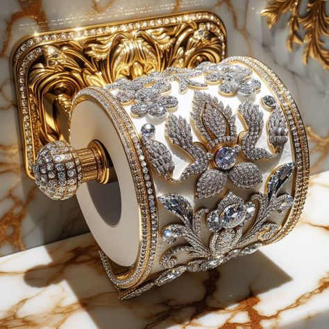 Bling Bathroom, Bling Stuff, African American Figurines, Crazy Furniture, Tuscan Bathroom, Vintage Shabby Chic Decor, Luxury Bathroom Sinks, Beautiful Bathroom Decor, Bathroom Toilet Paper