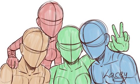 Four Squad Drawing, Group Of 4 People Drawing Base, Four Person Art Reference, Group Of 4 Drawing Reference, Drawing Reference 4 Friends, 4 People Sketch Poses, Drawing Templates 4 People, Group Of 4 Art Base, Group Pic Drawing Reference