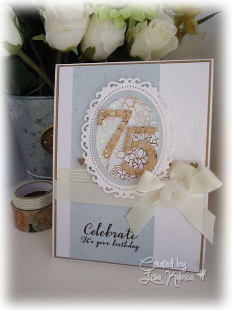 75th Birthday Card - handmade using Heidi Swapp DP, Stampin Up alphabet dies, Spellbinders dies and Papertrey sentiment. Diy 75th Birthday Cards, 75th Birthday Cards For Women Handmade, 75th Birthday Card Ideas, 75 Birthday Cards Handmade, 75th Birthday Cards For Women, 75th Birthday Card, Bd Card, 65 Birthday, 75 Birthday