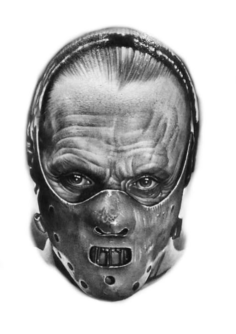 Halloween Realism Tattoo, Hannibal Lecter Tattoo Design, Freddy Krueger Art Drawing, Hanibal Lector Tattoo, Horror Movie Tattoo Designs, Hannibal Tattoo Design, Horror Film Tattoo, Hannibal Lecter Tattoo, Leatherface Drawing