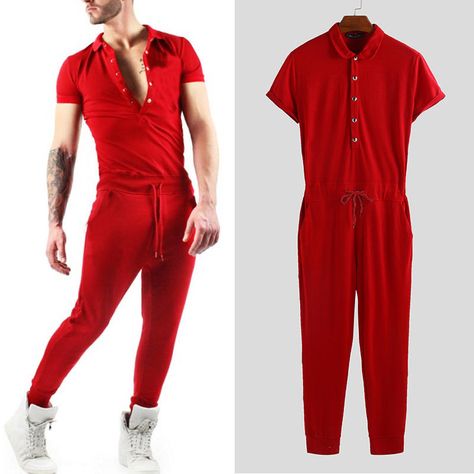 Mens Edgy Fashion, Romper Men, Short Sleeve Jumpsuit, Classy Outfits Men, Jumpsuit Men, Best Mens Fashion, Overalls Pants, Short Sleeve Jumpsuits, Mens Fashion Casual Outfits