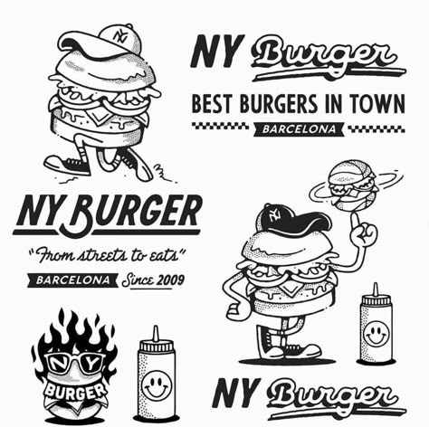 Fried Cactus, Burger Branding, Burger Cartoon, Badge Logo Design, Modern Line Art, Art Text, No Bad Days, Brand Assets, Retro Logos