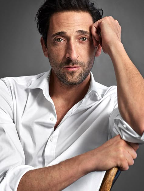 Adrien Brody Models Mango Man 10th Anniversary Capsule Collection Male Headshot Poses, Nicholas Brody, Male Headshots, Men's Portrait Photography, Profile Photography, Male Portraits, Italian Fabrics, Ancient Runes, Italian Shirts