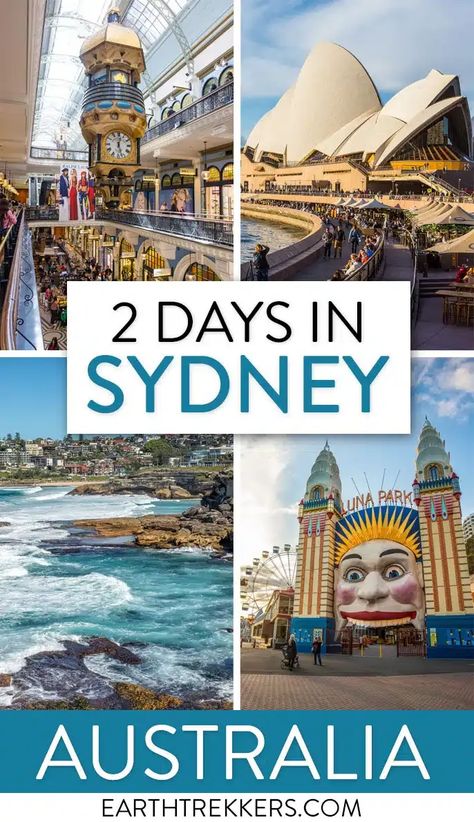 2 day Sydney, Australia itinerary. Best way to spend 2 days in Sydney, visiting the Sydney Harbour, Opera House, QVB, Bondi Beach, and doing the Coogee to Bondi Coastal Walk. Includes maps, photos, where to eat and stay, and helpful tips. Sydney Itinerary, Earth Trekkers, Australia Packing List, Sydney Australia Travel, Things To Do In Sydney, Victoria Building, Sydney Skyline, Australia Itinerary, Daintree Rainforest