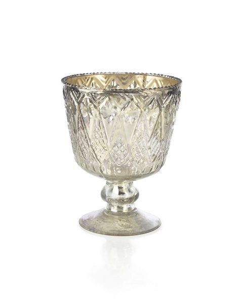 Serene Spaces Living 7" Antique Silver Glass Coupe Vase   Handmade, Vintage  Inspired Silver Vase Adds Elegance to Any Space, Use for Home D cor, Event Centerpieces and Much More, 7" T x 5.5" Diameter Event Centerpieces, Mercury Glass Vase, Hobnail Vase, Event Centerpiece, Big Mirror, Elegant Vases, Silver Vase, Affordable Decor, Silver Glass