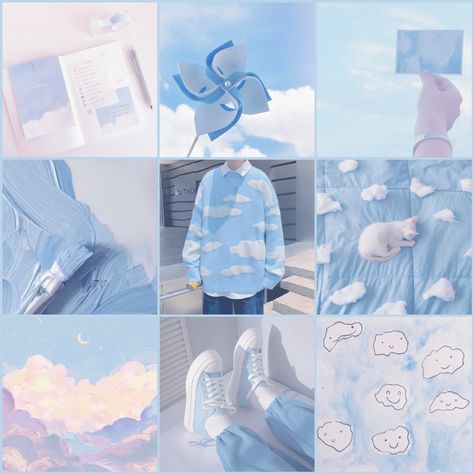 Pastel Blue Moodboard, Cloud Moodboard, F2u Moodboards, Adopt Idea, Color Palette Challenge, Pretty Images, Mood Board Inspiration, Scene Design, Mood Board Design