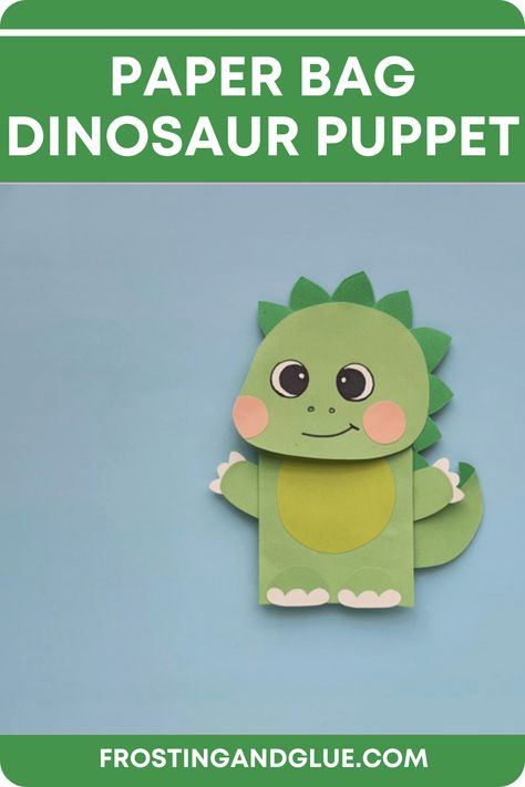 Paper Bag Dinosaur, Dinosaur Unit Study, Dinosaur Puppet, Make A Dinosaur, Paper Dinosaur, Make Your Own Paper, Puppet Craft, Dinosaur Dig, Paper Bag Crafts