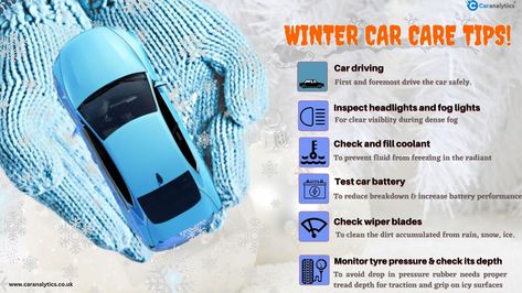 Winter car care tips Car Checklist, Car Care Tips, Dense Fog, Winter Car, Car Maintenance, Wiper Blades, Car Battery, Car Care, Car Ins