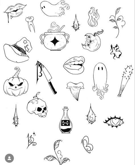 Small Spooky Flash Tattoo, Coffin Flash Tattoo, Simple Halloween Tattoos, Halloween Tattoo Flash, Cute Halloween Drawings, Halloween Tattoo Ideas, 2024 Tattoo, Halloween Flash, Flash Ideas