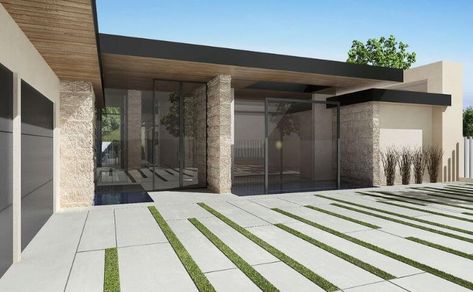 contemporary front driveways Driveway Materials, Modern Driveway, Paving Ideas, Paving Design, Concrete Patios, Driveway Paving, Paver Walkway, Driveway Design, Driveway Landscaping