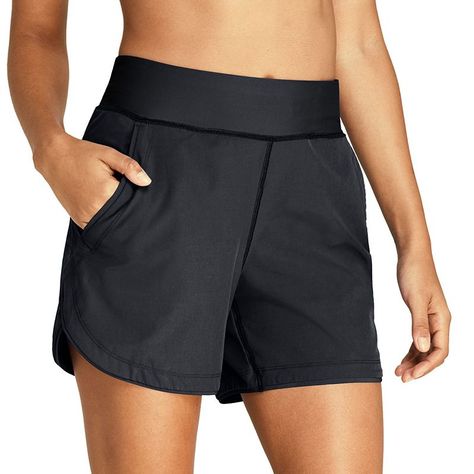 Whether you're hanging 10 or just hanging out, you'll love the quick dry comfort of these women's board shorts by Lands' End. UPF 50 sun protection Thigh minimizer Quick-dry fabric blend Lined 2 exterior, 1 interior pocketsFIT & SIZING 5-in. inseam Wide elastic waistband High rise sits above the natural waist Medium-ImpactFABRIC & CARE Shorts & lining: polyester, spandex Waistband & panty: nylon, spandex Machine wash Imported Size: 6. Color: Black. Gender: female. Age Group: adult. Pattern: Soli Strapless Backless Bra, Board Shorts Women, Swim Shorts Women, Swim Cover, Swim Suit Bottoms, Long Length, Board Shorts, Lands End, Swim Shorts