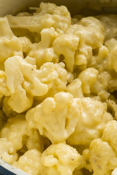 Keep dinner simple tonight with this quick and easy Cheesy Cauliflower! Blanched cauliflower is mixed with a homemade stovetop cheddar cheese sauce to create the most comforting, low carb, and kid-friendly side dish. Stovetop Cauliflower Recipes, Cheese Cauliflower Recipes, Cauliflower In Cheese Sauce, Cheese Sauce For Cauliflower Recipe, Cauliflower And Cheese Sauce, Quick Cauliflower Recipes, Cheesey Cauliflower, Cauliflower With Cheese Sauce, Creamed Cauliflower