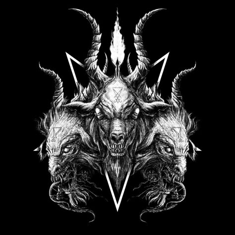 Three headed Beast / Goat artwork crafted for @meralunafstvl + #darkart #gothicaesthetic #alternativefashion #coolshirt #officialmerchandise #meralunafestival #meraluna #nestoravalosart Insidious Demon, Goat Artwork, Gothic Aesthetic, Dark Art, Instagram Accounts, Black Metal, Instagram Account, Goats, Spiderman