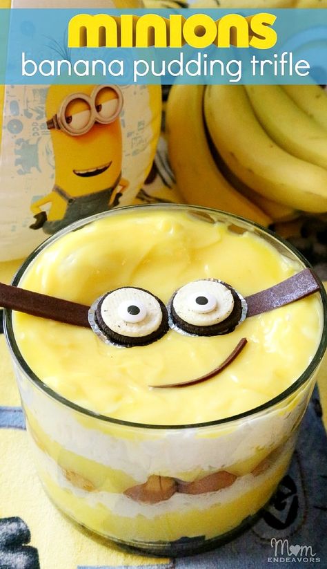 15 Totally Awesome Minions Party Food Ideas - Brownie Bites Blog Diy Minion Party, Minion Party Food, Minion Diy, Minion Food, Pudding Trifle, Banana Pudding Trifle, Minions Party, Minion Cupcakes, Trifle Pudding