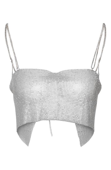 This festival-ready tank is designed in a cropped silhouette and covered in lustrous metallic studs. 6 1/2" center front length (size M/L) Sweetheart neck Sleeveless 50% plastic, 50% polyester Hand wash, line dry Imported Metallic Top Outfit, Weeknd Concert, Fashion Terms, Concert Fits, Festival Tops, Formal Style, Sweetheart Neck, Kpop Outfits, Dream Clothes