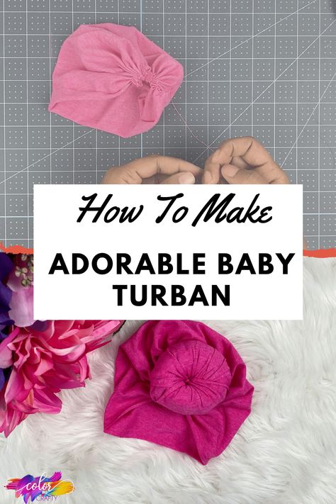 Baby Headwrap Diy, No Sew Top, Baby Turban Diy, Baby Turban Tutorial, Turban Pattern, Turban Diy, Knit Fabric Headband, Turban Headband Tutorial, Diy Baby Bows Headbands