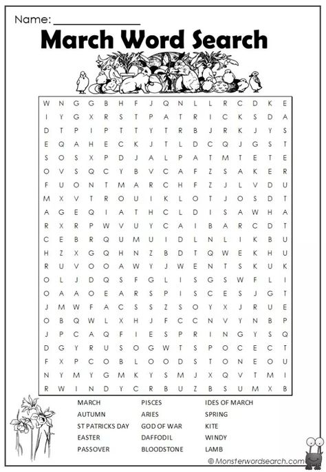 March Word Search, Senior Activities Ideas, Beaver Activities, March Worksheets, Game Night Party Ideas, St Patrick's Day Word Search, Science Word Search, Word Search Free Printable, Word Search For Adults