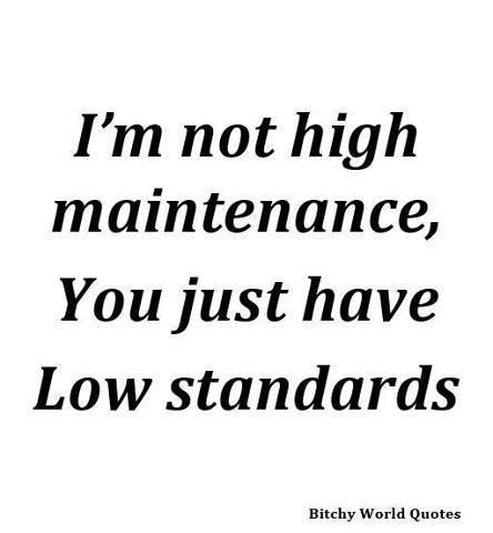 Quotes About Low Standards. QuotesGram High Maintenance Quotes, High Maintenance Aesthetic, Maintenance Aesthetic, High Standards Quotes, Standards Quotes, High Quotes, General Quotes, World Quotes, Clever Quotes