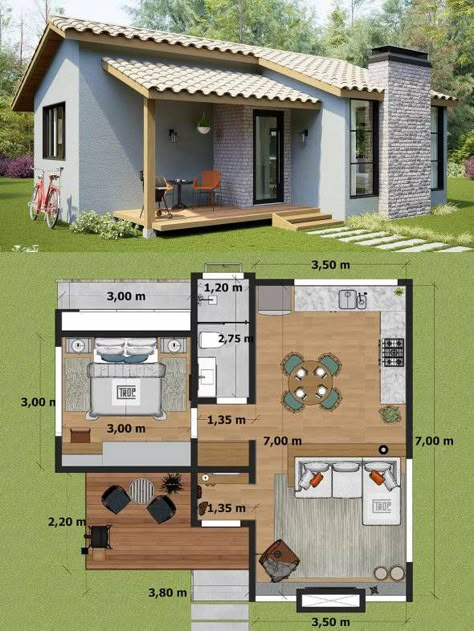 Tiny Houses And Affordable Homes | 🏡🌹 Discover Tiny Houses 🏡🌹 | Facebook Tiny House Design Layout, Tiny Floor Plans, Two Bed Tiny House, Sims 4 Micro Home Layout, Tiny House One Bedroom, Cute Small House Layout, Small House Layout 3 Bedroom, Multiple Tiny Homes Together, Tiny Home Layout Ideas