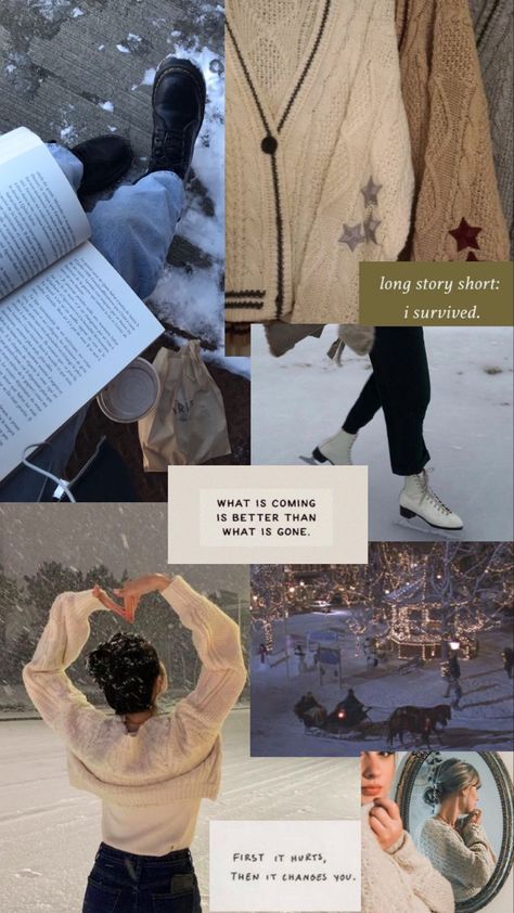 Season Wallpapers Aesthetic, Winter Inspired Wallpaper, Winter Girl Aesthetic Wallpaper, Aesthetic Iphone Collage Wallpaper, Winter Asthetics Wallpaper, Aesthetic Wallpaper For Winter, Wallpapers Winter Aesthetic, Winter Aesthetic Mood Board, Winter Vibe Wallpaper