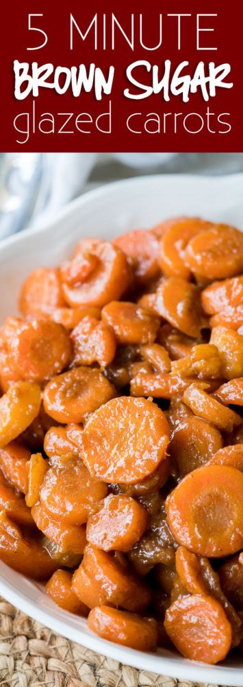 These Brown Sugar Glazed Carrots are made in just 5 minutes with just 5 simple ingredients! Perfect for a quick Thanksgiving side dish! Carrots With Brown Sugar, Carrots Glazed, Carrot Recipes Side Dishes, Thanksgiving Vegetables Side Dishes, Thanksgiving Vegetable Sides, Brown Sugar Glazed Carrots, Easy Veggie Side Dish, Canned Carrots, Carrots Side Dish