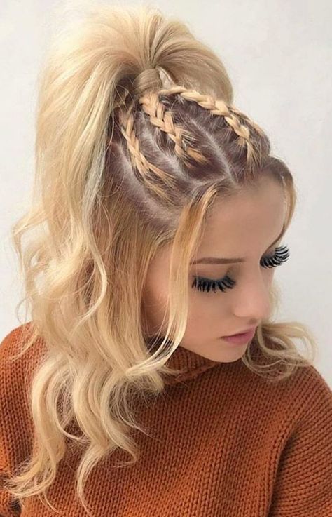 21 Fancy Hairstyles for Stylish Diva Look - Haircuts & Hairstyles 2019 Best Braided Hairstyles, Hairstyle Braid, Braided Hairstyles Ideas, Braid Ponytail, Hairstyles Videos, Braided Hairstyle, Cool Braid Hairstyles, Awesome Hair, Classic Hairstyles