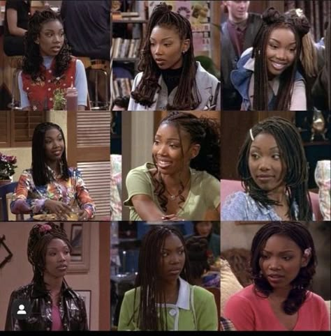 Braided 90s Hairstyles, Moesha Costume, Brandy Moesha, 90s Black Aesthetic, Kellie Shanygne Williams, Brandy Braids, Braid Styling, Black Hair 90s, Curl Styling