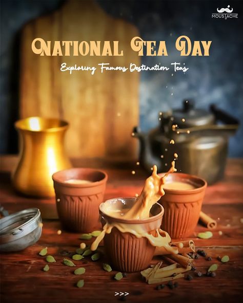 🌿🍵 National Tea Day - Exploring Famous Destination Teas! 🍃🫖 From the exotic flavors of Kashmiri Kahwa and Noon Chai (Kashmiri Pink Chai) to the unique tastes of Kangra Tea and Assam Tea, there’s a world of tea to discover. Savor the elegance of Darjeeling Tea, the robust flavor of Irani Chai, the refreshing notes of Nilgiri Tea, and the smoky twist of Tandoori Chai. Tell us in the comments, which is your personal favorite chai! ☕✨ . . #chai #chailovers #teaday #internationalteaday #moustac... Noon Chai, Kahwa Tea, Tandoori Chai, Irani Chai, Kashmiri Kahwa, National Tea Day, Tea Day, Assam Tea, Darjeeling Tea