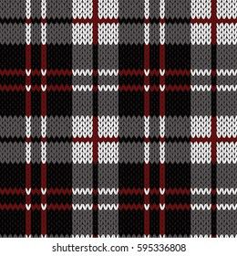 Knitted Vector Seamless Checkered Pattern Textile Stock Vector (Royalty Free) 1611195733 Knit Tartan Pattern, Fairisle Patterns, Perpendicular Lines, Seamless Knitting Patterns, Small Knitting Projects, Colorwork Chart, Sweaters Winter, Doll Design, Crochet Rug Patterns