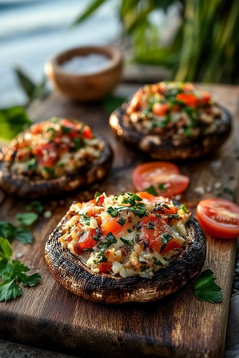 Stuffed Portobello Mushrooms Portobello Mushroom Burger Recipes, Portobello Mushroom Tacos, Stuffed Portobellos, Mushroom Burger Recipe, Roasted Portobello Mushrooms, Mushroom Recipes Vegan, Portobello Mushroom Burger, Stuffed Portobello Mushrooms, Sausage Parmesan