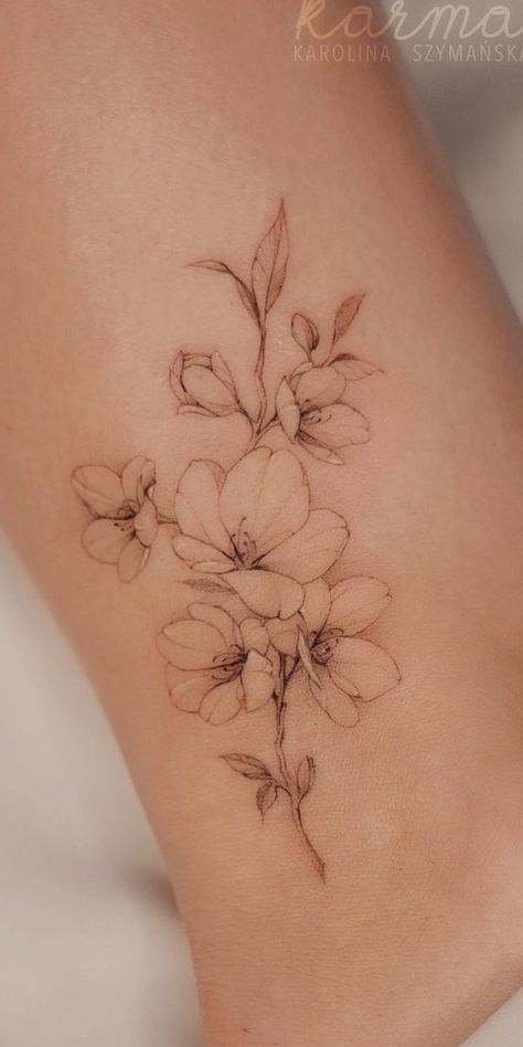 Delicate Flower Arm Tattoo, Flower Rip Tattoo, Delicate Magnolia Tattoo, Flower Vine Tattoos For Women On Arm, Magnolia Back Tattoo, Detailed Fine Line Tattoo, Classy Tattoos For Women Elegant Arm, Japanese Flowers Tattoo Design, Delicate Flowers Tattoo