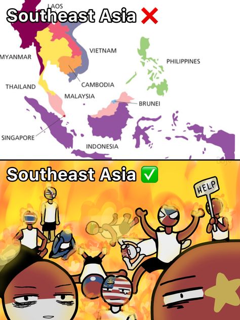 Countryhumans Asean Family, Asean Countries, Asean Family, County Humans, Human Country, All About Me Printable, Sejarah Asia, Funny Art History, Human Flag