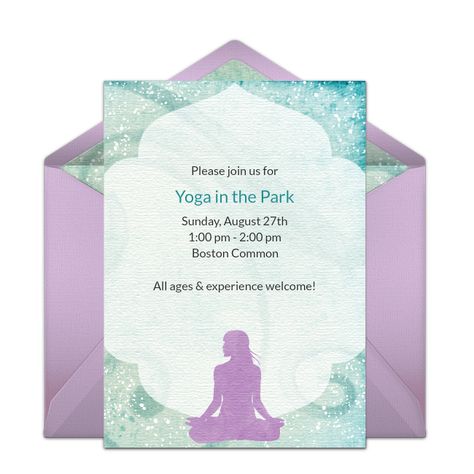 This yoga-inspired free party invitation is a perennial favorite on Punchbowl. We love it as an invitation for yoga classes, yoga retreats, and more! Yoga Invitation, Free Party Invitations, Summer Food Party, Yoga Workshop, Relief Society Activities, Boho Art Drawings, Spa Birthday, Summer Party Decorations, Zen Yoga