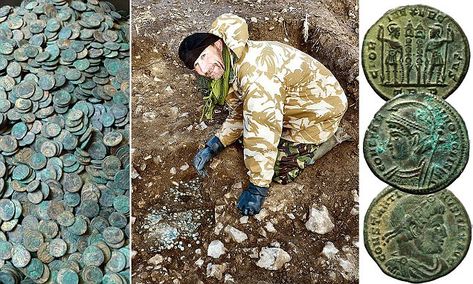 Builder unearths huge treasure trove of 22,000 Roman coins Ancient Roman Coins, Social Studies Resources, Coin Art, Roman Coins, Medieval History, Ancient Coins, Exeter, Photo Essay, Ancient Rome