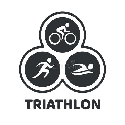 Triathlon event illustration. Triathlon event logo. Swim, run and bike icons in simple modern style. Isolated vector symbol stock illustration Ironman Triathlon Logo, Calligraphy Aesthetic, Triathlon Tattoo, Bike Icon, Event Illustration, Bike Quotes, Ironman Triathlon, Flyer Design Inspiration, Event Logo