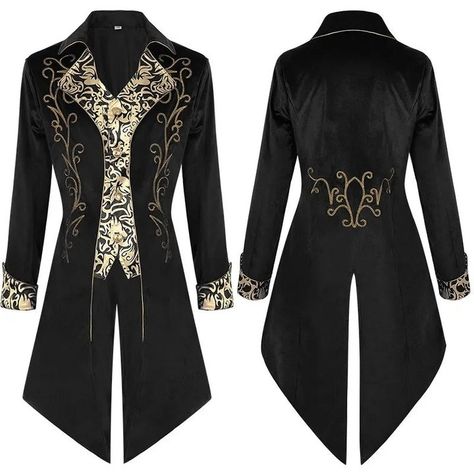 New Mens Steampunk Retro Tail Jacket Gothic Victorian Frock Costume https://pleasuresandsins.com/products/new-mens-steampunk-retro-tail-jacket-gothic-victorian-frock-costume Pleasures and Sins #Bestseller Victorian Uniform, Medieval Jacket, Steampunk Medieval, Mens Steampunk, Clothes Stand, Black Costume, Frock Coat, Gothic Victorian, Medieval Costume