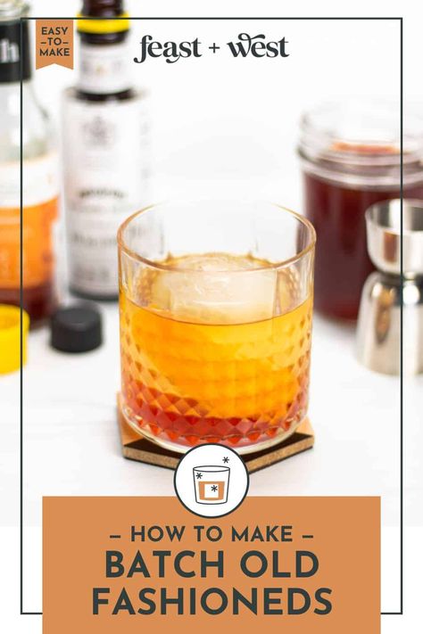 Made with two kinds of bitters, old-fashioned simple syrup is a great way to make a quick whiskey cocktail or a big batch for parties. Old Fashioned Recipes Cocktail For A Crowd, Bulk Old Fashioned Recipe, Old Fashioned Batch Cocktail, Old Fashioned Mix Homemade, Old Fashion Mix Homemade, Batched Old Fashioned, Big Batch Whiskey Sour, Old Fashioned Pitcher Recipe, Pitcher Old Fashioned Recipe