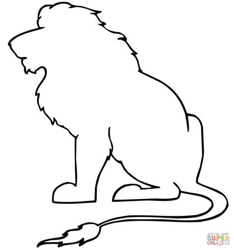 Lion Outline, Lion Sitting, African Drawings, Animal Outline, Coloring Page Free Printable, Lion Drawing, Domestic Animals, Outline Drawing, Simple Acrylic Paintings