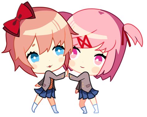 Sayori and Natsuki Chibi BFFS Commission by EvaHeartsYou on DeviantArt Sayori And Natsuki, Chibi Commission, Creepy Games, Tokyo Kawaii, Oki Doki, Doki Doki Literature Club, Anime Music Videos, I Am So Grateful, Doki Doki