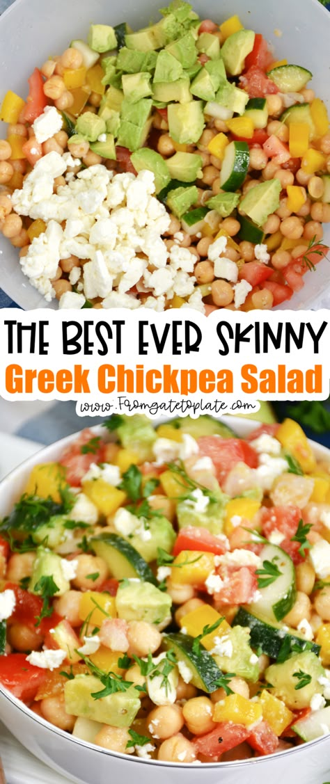 Ww Chickpea Salad, Chic Pea Salad, Greek Chickpea Salad, Pea Salad Recipes, Greek Chickpeas, Summer Side Dish, White Chili Chicken Recipe, Chick Pea, Pea Salad