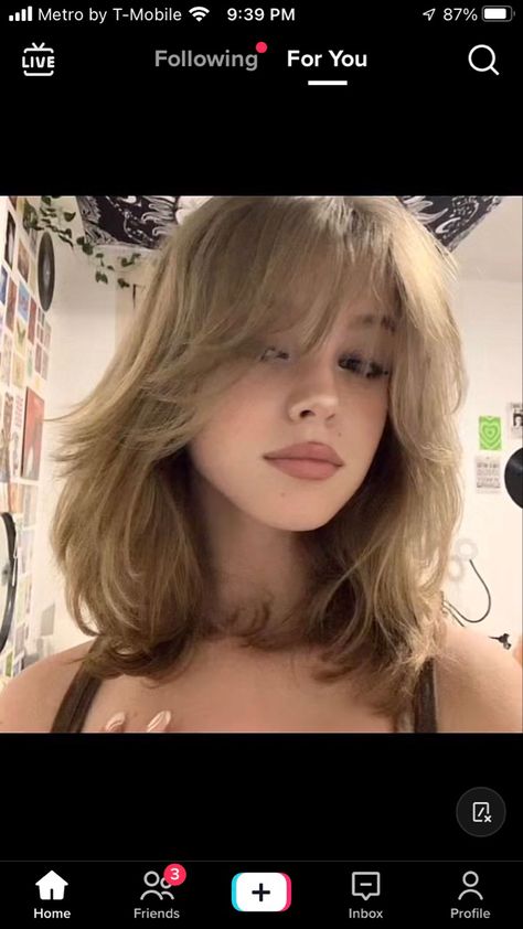 Medium Length Hair With Layers Ponytail, Short Butterfly Haircut With Wispy Bangs, Wispy Layers Short Hair, Medium Butterfly Cut, Very Wispy Bangs, Dirty Blonde Wolf Cut, Wolf Cut Back View, Haircuts Without Styling, Wolfcut With Wispy Bangs