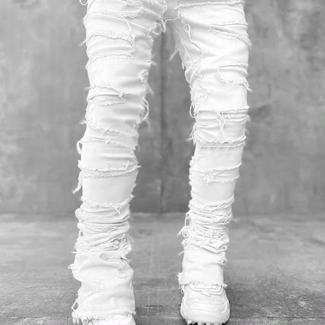 Teen Boys' Fashionable Creative Fringe Denim Jeans 🔥🥇 Wash Jeans Outfit, Camo Pants Men, Stacked Jeans, Hip Hop Trousers, Patch Pants, Zipper Placket, Patch Denim, Apricot Color, High Street Fashion