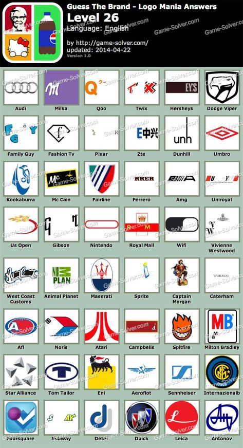 Guess The Brand Logo Mania Level 26 Logo Answers, Logo Quiz Answers, Guess The Logo, Logo Quiz, Cars Brand, Guess Logo, Picture Logo, Best Answer, Game Logo