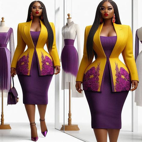 Giving premium yellow and purple affairs 🔥 🔥 🔥 save and share these gorgeous workwear styles to your friends and tailor.which slide is your favorite 🤩? Click the follow button and on your post notifications for more… KINDLY TAG US WHENEVER YOU RECREATE OR REPOST ANY OF OUR DESIGNS. DM OR CLICK THE LINK IN BIO TO GET STYLE INSPIRATIONS FOR YOUR BIG OCCASIONS DM IF YOU WANT TO LEARN HOW TO ILLUSTRATE BY YOURSELF ALSO DM IF YOU WANT A DESIGN FOR YOUR FASHION BRAND #tailorcatalogue #tail... Classy And Elegant Outfits, Dress Construction, Party Dress Classy, Church Fits, Corporate Chic, Corporate Wear, Women Suits, Corporate Outfits, Yellow And Purple