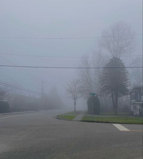 Foggy Street Aesthetic, Foggy Town Aesthetic, Foggy Liminal Space, Foggy Aesthetic City, Northeast Gothic, Miacore Aesthetic, Foggy Island, Silent Images, Foggy Scenery