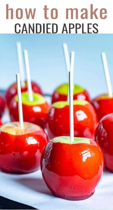 Nothing says delicious fun like a candy apples! This is your guide for how to make candy apples at home. Tips for success...every time. #candyapples #apples #candy #halloween Candy Apples No Corn Syrup, Candy Apple Recipe Without Corn Syrup, Easy Candy Apples, Candy Apples Recipe, Fun Fall Desserts, Watermelon Recipe, Candied Apples, Candy Apple Recipe, Apple Candy