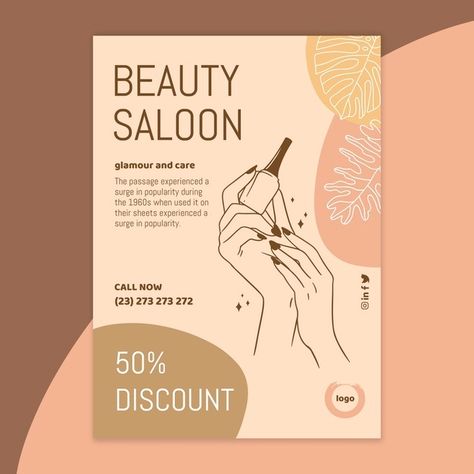 Advertising Tract Idea, Salon Flyers Ideas, Flyer Design Beauty Salon, Flyer Design Illustration, Beauty Salon Poster Design, Salon Poster Design, Beauty Salon Flyer Design, Beauty Poster Design, Beauty Flyer Design