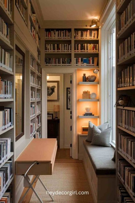 50 Inspiring Library Room Ideas - Hey Decor Girl [Latest Trending Decor Design Ideas] Corner Library Bookshelves, Small Home Library Room, Small Library Room Ideas, Small Library Room, Library Room Design, Library Room Ideas, Small Home Library, Library At Home, Small Library