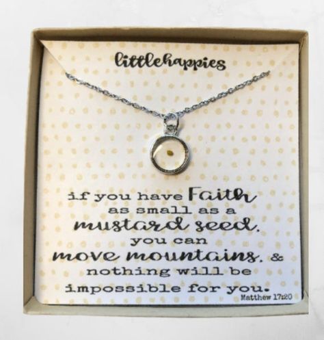 Seed Necklace Diy, Seed Jewelry, Mustard Seed Faith, Mustard Seed Jewelry, Faith Board, Mustard Seed Necklace, Faith Based Gifts, Seed Necklace, Necklace Christian